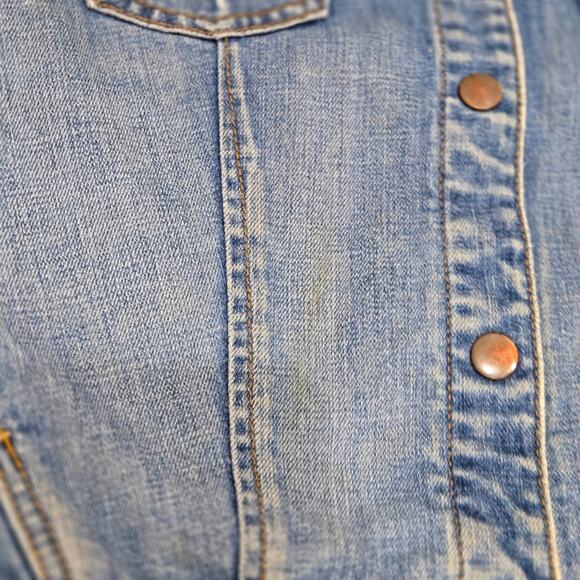 Free People Distressed Denim Blue Jean Jacket - Picture 5 of 10